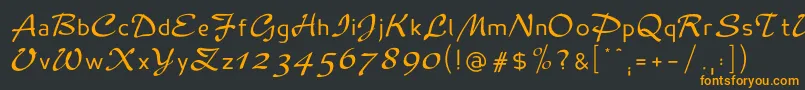 Madameflacon-Schriftart – Orangefarbene Schriften auf schwarzem Hintergrund