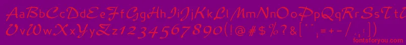 フォントMadameflacon – 紫の背景に赤い文字