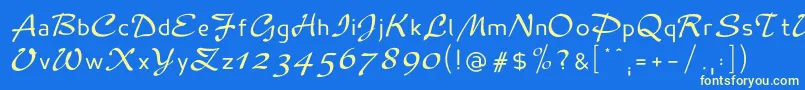 Madameflacon Font – Yellow Fonts on Blue Background