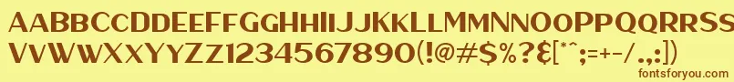 フォントHaarlemSans – 茶色の文字が黄色の背景にあります。