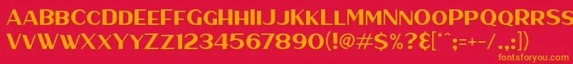 フォントHaarlemSans – 赤い背景にオレンジの文字