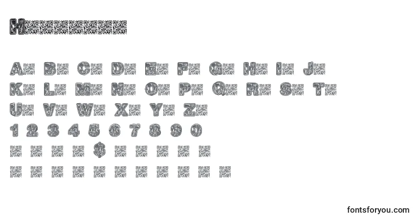 Schriftart Hotrocks – Alphabet, Zahlen, spezielle Symbole
