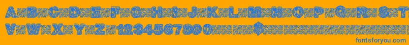 Hotrocks-Schriftart – Blaue Schriften auf orangefarbenem Hintergrund