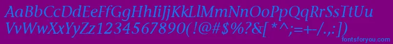 StoneInfItcMediumItalic Font – Blue Fonts on Purple Background