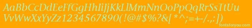 フォントStoneInfItcMediumItalic – オレンジの背景に緑のフォント