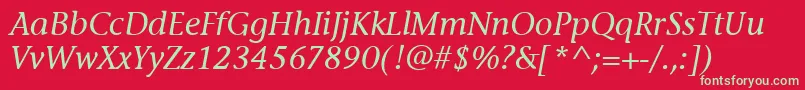 Шрифт StoneInfItcMediumItalic – зелёные шрифты на красном фоне