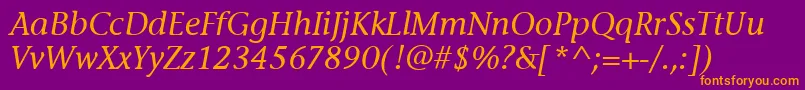 StoneInfItcMediumItalic Font – Orange Fonts on Purple Background