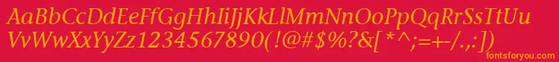 Czcionka StoneInfItcMediumItalic – pomarańczowe czcionki na czerwonym tle