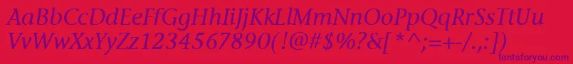 StoneInfItcMediumItalic-Schriftart – Violette Schriften auf rotem Hintergrund