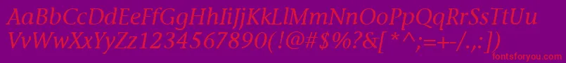 フォントStoneInfItcMediumItalic – 紫の背景に赤い文字
