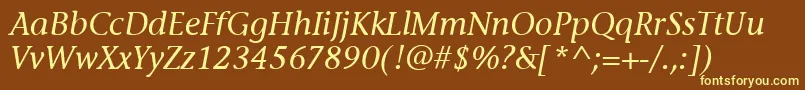 Шрифт StoneInfItcMediumItalic – жёлтые шрифты на коричневом фоне