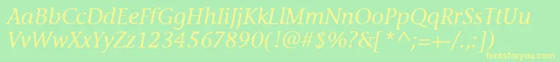 StoneInfItcMediumItalic-Schriftart – Gelbe Schriften auf grünem Hintergrund