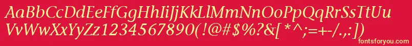 フォントStoneInfItcMediumItalic – 黄色の文字、赤い背景