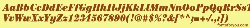 ItcCenturyLtUltraCondensedItalic Font – Brown Fonts on Yellow Background