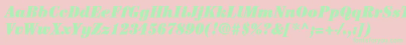 ItcCenturyLtUltraCondensedItalic Font – Green Fonts on Pink Background