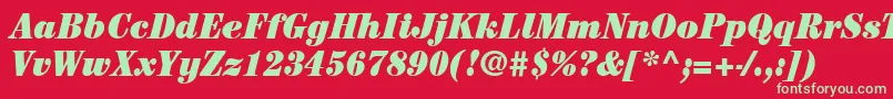 ItcCenturyLtUltraCondensedItalic Font – Green Fonts on Red Background