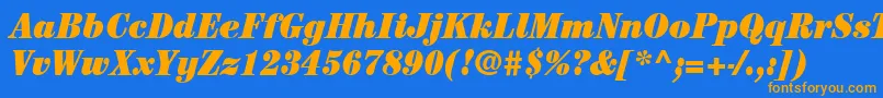 ItcCenturyLtUltraCondensedItalic Font – Orange Fonts on Blue Background