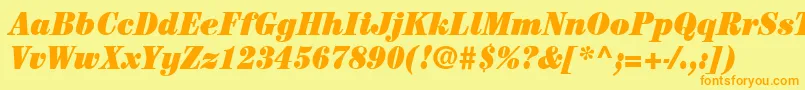 ItcCenturyLtUltraCondensedItalic Font – Orange Fonts on Yellow Background