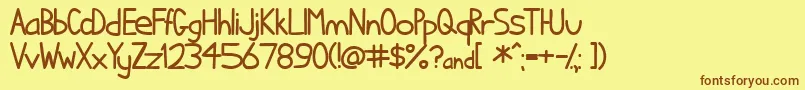 フォントI Hate Comic Sans – 茶色の文字が黄色の背景にあります。