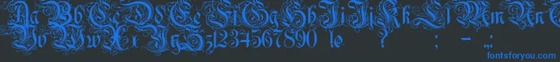 Rurintania Font – Blue Fonts on Black Background