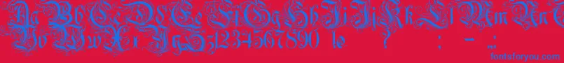 Rurintania Font – Blue Fonts on Red Background