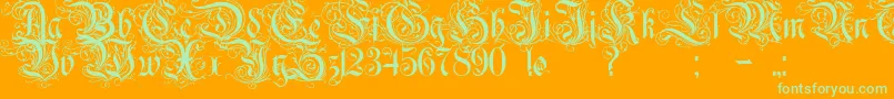 Rurintania Font – Green Fonts on Orange Background