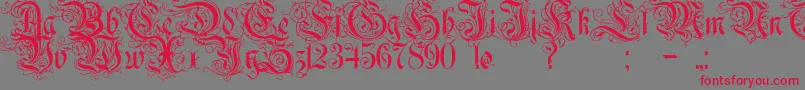 Rurintania-Schriftart – Rote Schriften auf grauem Hintergrund