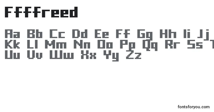 Шрифт Ffffreed – алфавит, цифры, специальные символы