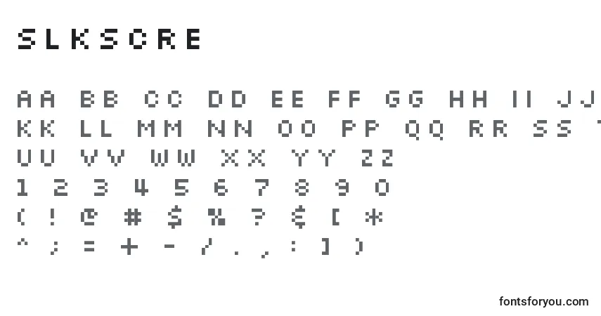 Schriftart Slkscre – Alphabet, Zahlen, spezielle Symbole