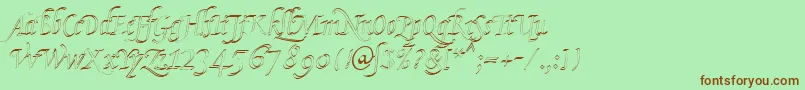 KlHkursive2OlDb Font – Brown Fonts on Green Background