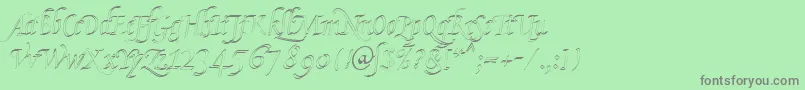 KlHkursive2OlDb Font – Gray Fonts on Green Background