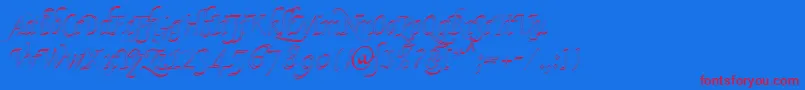 KlHkursive2OlDbフォントについての詳細 フォントKlHkursive2OlDb – 赤い文字の青い背景