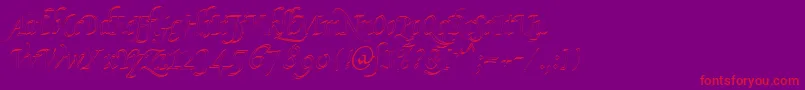KlHkursive2OlDb-fontti – punaiset fontit violetilla taustalla