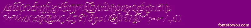 KlHkursive2OlDb Font – Yellow Fonts on Purple Background