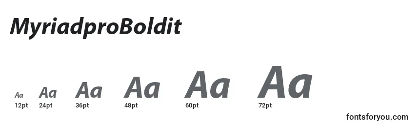 MyriadproBoldit Font Sizes