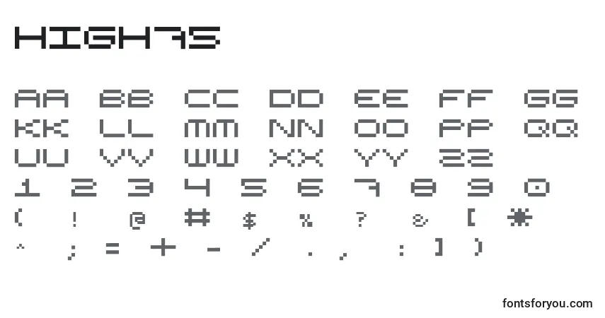 Шрифт High75 – алфавит, цифры, специальные символы