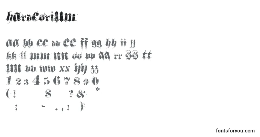 A fonte Hardcorium – alfabeto, números, caracteres especiais