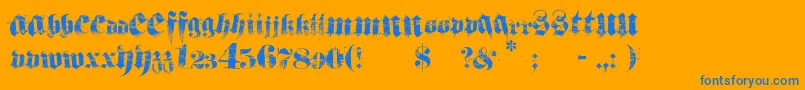 Hardcorium-Schriftart – Blaue Schriften auf orangefarbenem Hintergrund