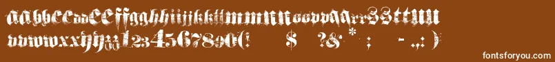 Hardcorium-Schriftart – Weiße Schriften auf braunem Hintergrund