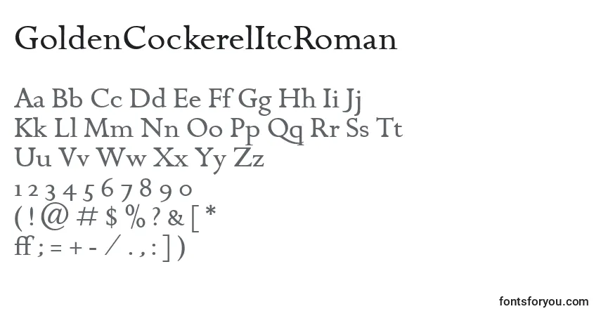 Czcionka GoldenCockerelItcRoman – alfabet, cyfry, specjalne znaki