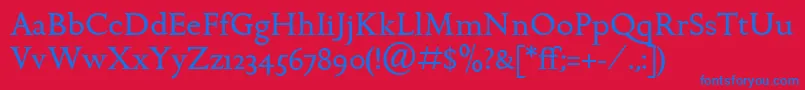 GoldenCockerelItcRoman Font – Blue Fonts on Red Background