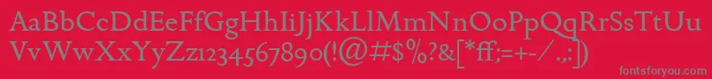 GoldenCockerelItcRoman-Schriftart – Graue Schriften auf rotem Hintergrund