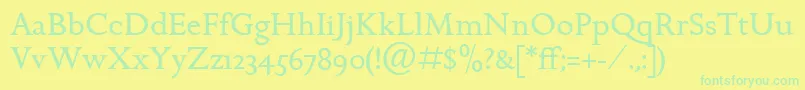 フォントGoldenCockerelItcRoman – 黄色い背景に緑の文字