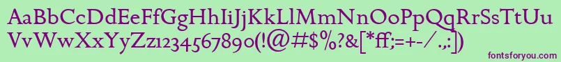 GoldenCockerelItcRoman Font – Purple Fonts on Green Background