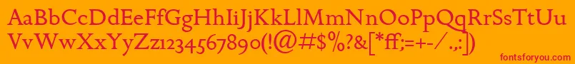 GoldenCockerelItcRoman Font – Red Fonts on Orange Background