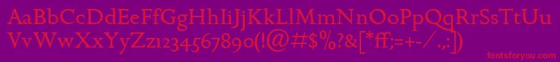 フォントGoldenCockerelItcRoman – 紫の背景に赤い文字