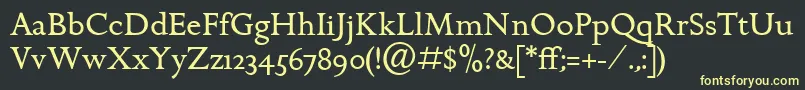 Weitere Informationen zur GoldenCockerelItcRoman-Schriftart GoldenCockerelItcRoman-Schriftart – Gelbe Schriften auf schwarzem Hintergrund