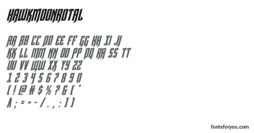 Schriftart Hawkmoonrotal – Alphabet, Zahlen, spezielle Symbole