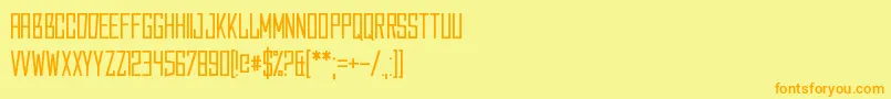 Caperput-Schriftart – Orangefarbene Schriften auf gelbem Hintergrund