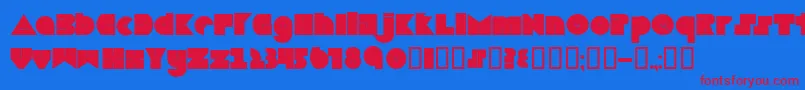 Czcionka Boredom – czerwone czcionki na niebieskim tle